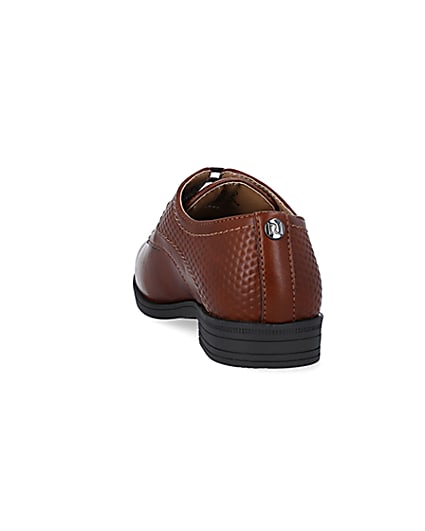 360 degree animation of product Boys Brown wide fit embossed shoes frame-8