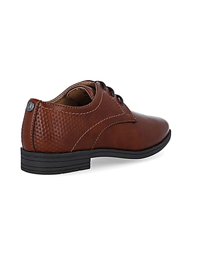 360 degree animation of product Boys Brown wide fit embossed shoes frame-12