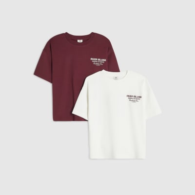 Boys Burgundy RI T-Shirt Pack Of 2