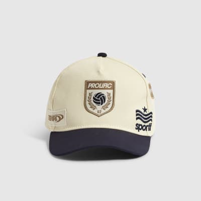 Boys Cream Blocked Badge Cap
