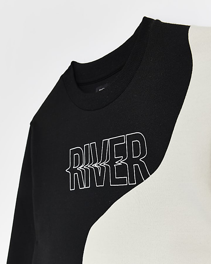 Boys Cream Colour block wave River Sweatshirt
