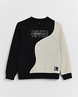 Boys Cream Colour block wave River Sweatshirt