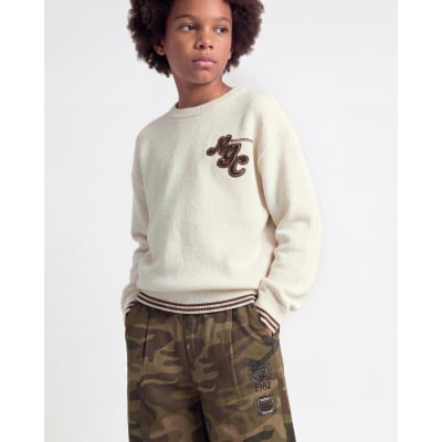 Boys Cream New York Boucle Jumper