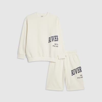 Boys Cream River Branded Sweatshirt Set