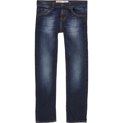 Boys dark blue Levi's skinny fit jeans River Island