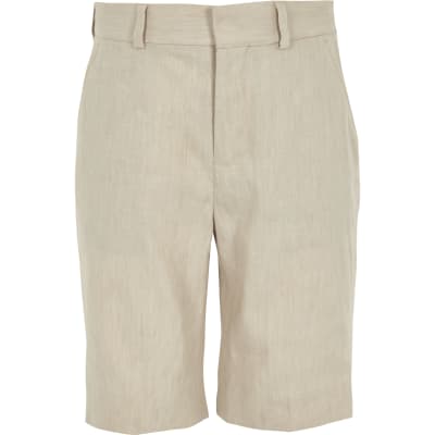 Boys ecru linen suit shorts River Island