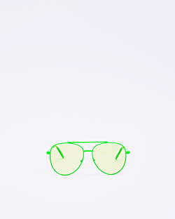 Boys green aviator sunglasses