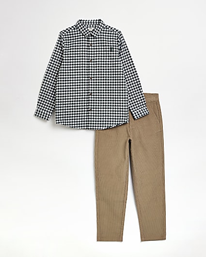 Boys Green Check Shirt and Cord Trousers set