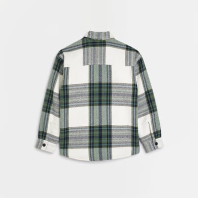 Boys Green Quilted Check Shacket River Island