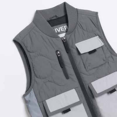 Boys green quilted contrast gilet