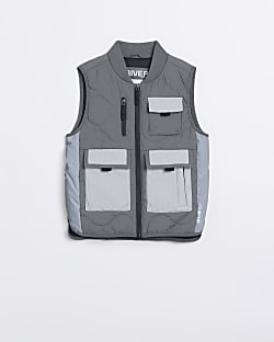 Boys green quilted contrast gilet