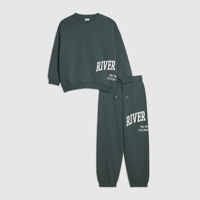Boys Green RI Branded Sweatshirt Set