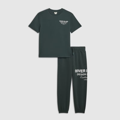 Boys Green RI Branded T-Shirt And Jogger Set