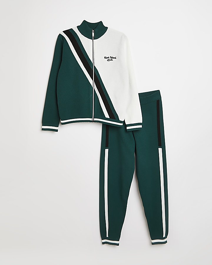 Boys green RI colour block tracksuit outfit