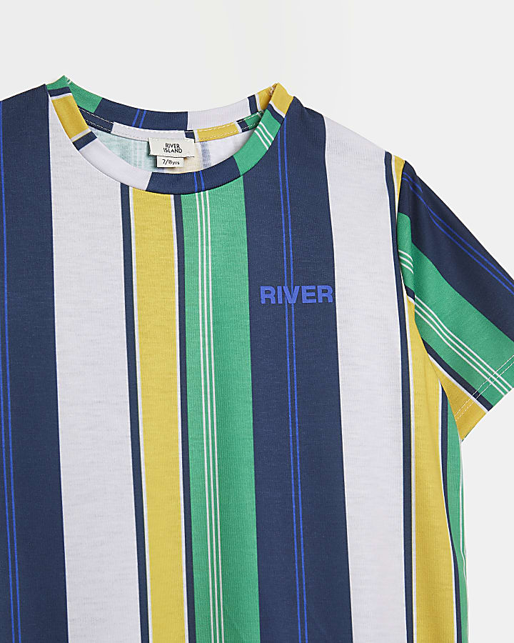 Boys green River stripe t-shirt