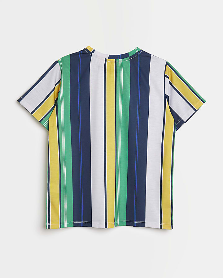 Boys green River stripe t-shirt