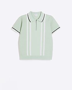 Boys green short sleeve geometric polo shirt