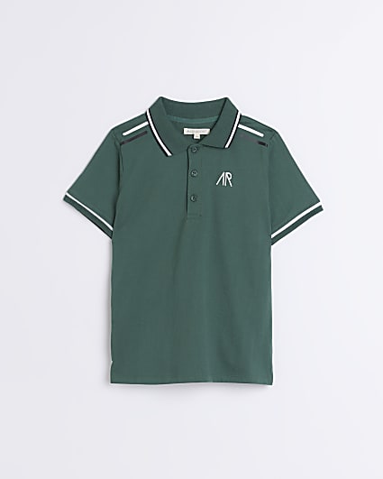 Boys Green Short Sleeve Taped Polo Shirt