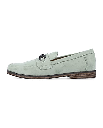 360 degree animation of product Boys green snaffle suedette loafers frame-3