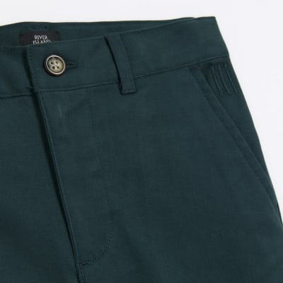 Boys green stretch chino trousers | River Island