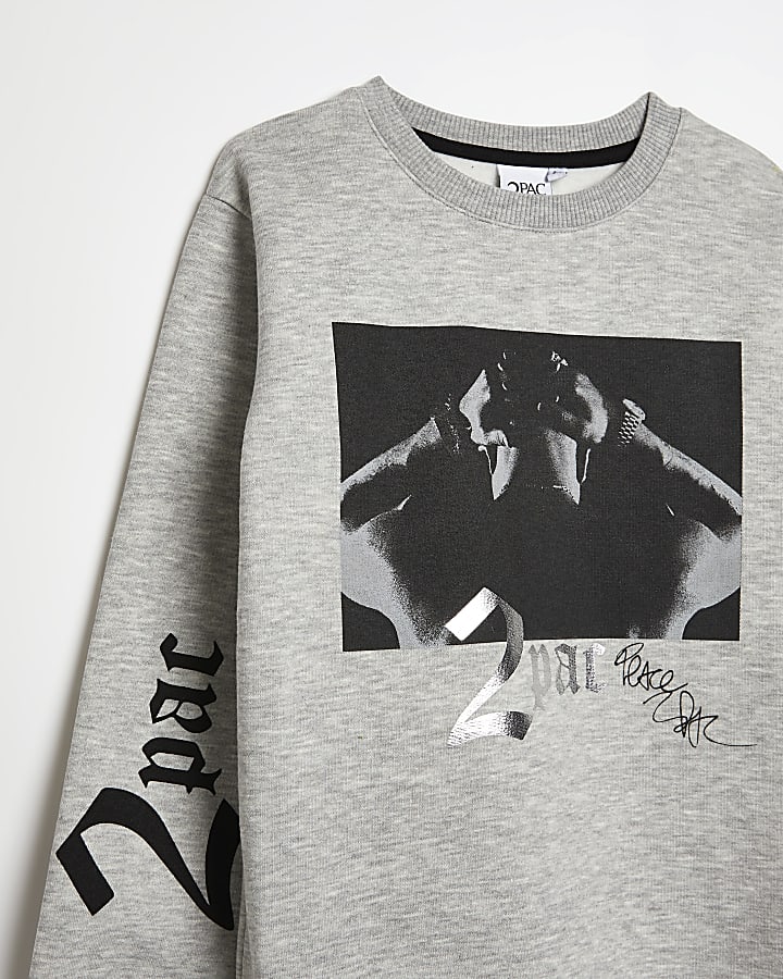 Boys grey 2Pac print sweatshirt