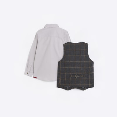 Boys Grey Angel & Rocket Waistcoat Set