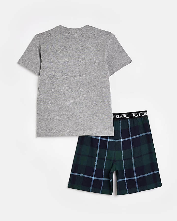 Boys Grey Check Short Pyjama Set