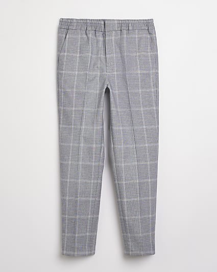 Boys grey check smart trousers