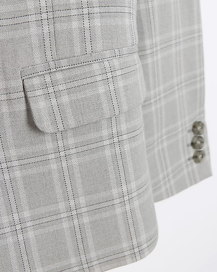Boys grey check tailored 3 piece suit set | River Island