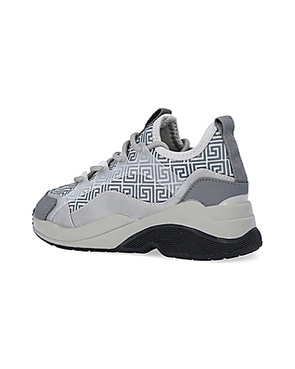 360 degree animation of product Boys Grey Chunky Sole Geometric Trainers frame-5