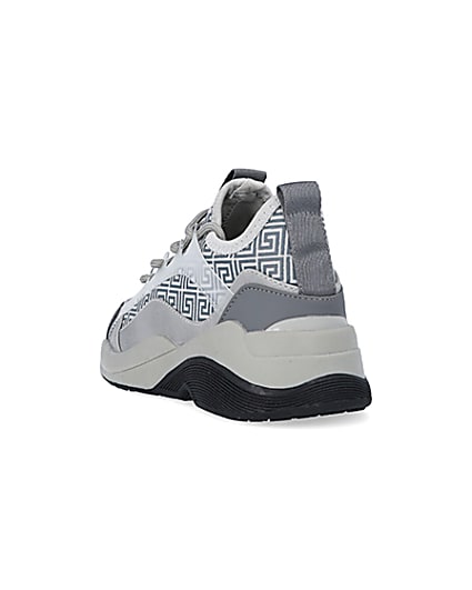 360 degree animation of product Boys Grey Chunky Sole Geometric Trainers frame-7