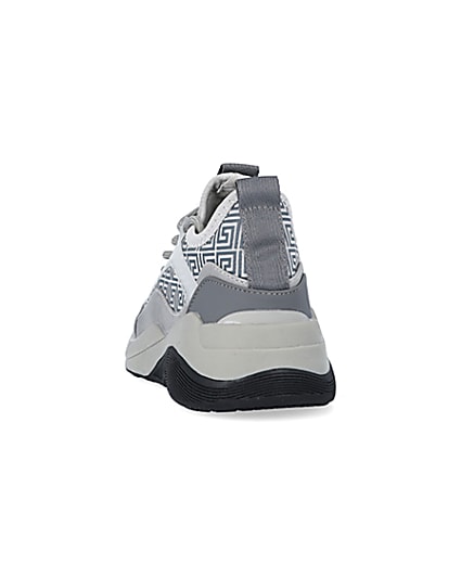 360 degree animation of product Boys Grey Chunky Sole Geometric Trainers frame-8