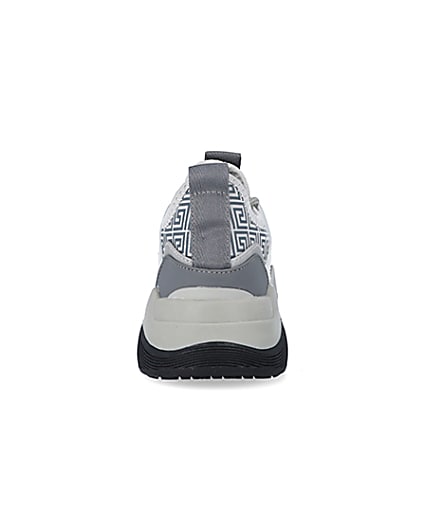 360 degree animation of product Boys Grey Chunky Sole Geometric Trainers frame-9