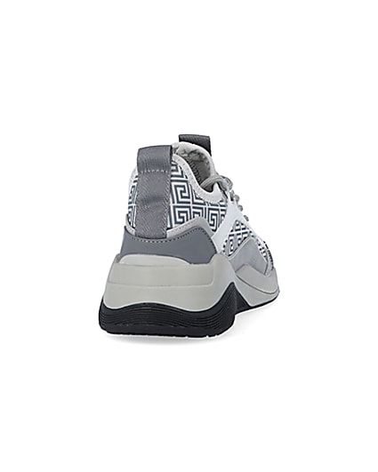 360 degree animation of product Boys Grey Chunky Sole Geometric Trainers frame-10