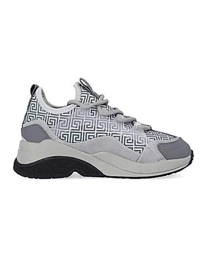 360 degree animation of product Boys Grey Chunky Sole Geometric Trainers frame-15