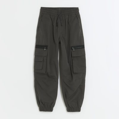 Boys grey cuffed cargo joggers River Island
