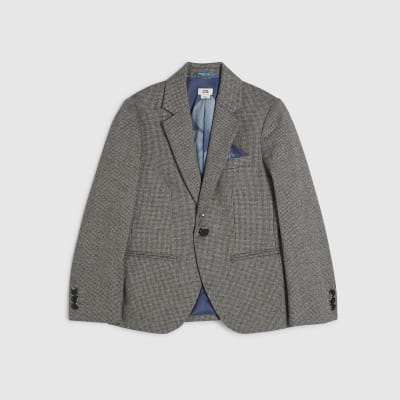 Boys Grey Dogtooth Suit Jacket