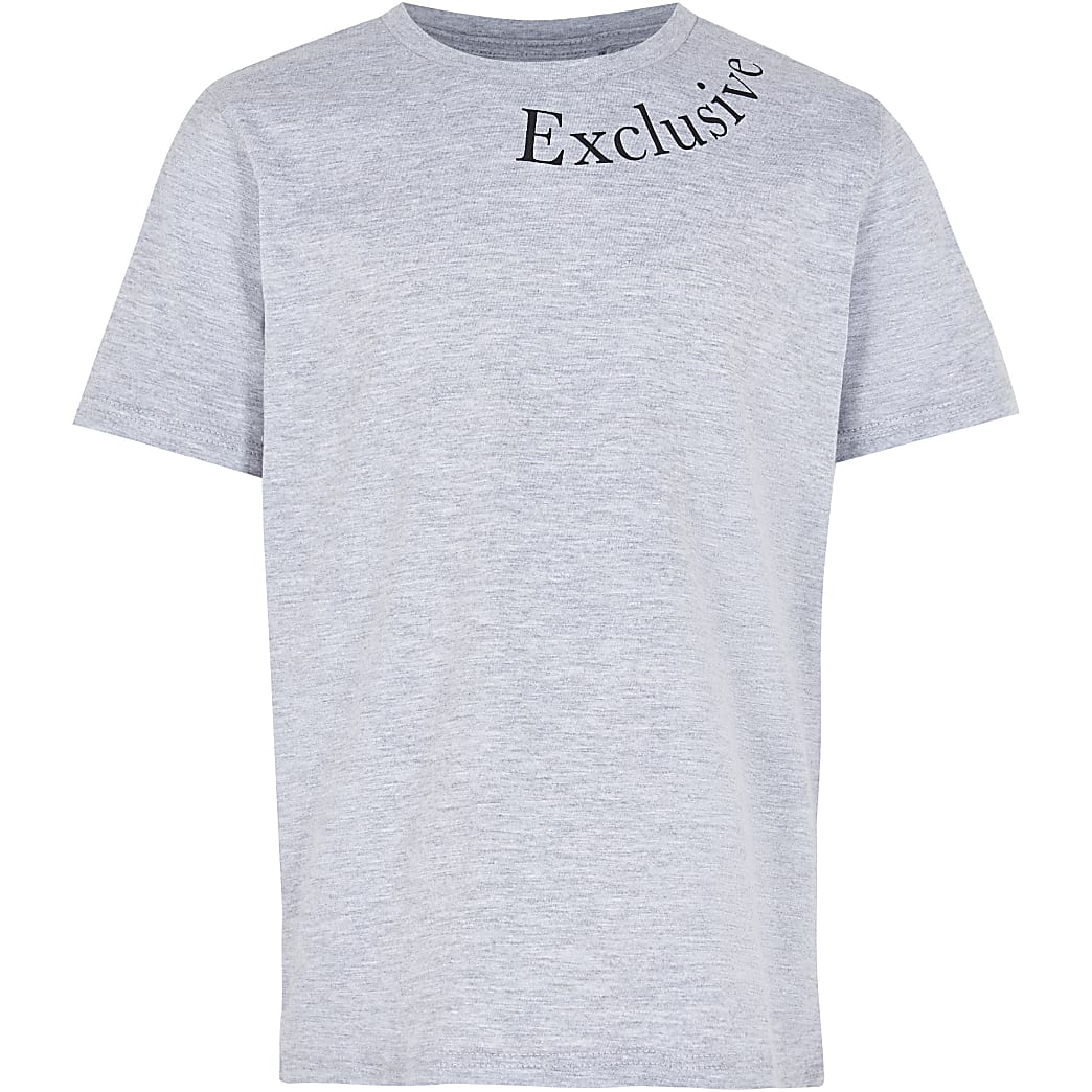 Boys grey 'Exclusive' print t-shirt | River Island