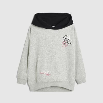 Boys Grey Graffiti Colour Block Hoodie