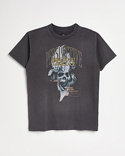 Boys grey graphic skull t-shirt
