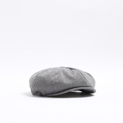 Boys grey herringbone baker boy cap | River Island