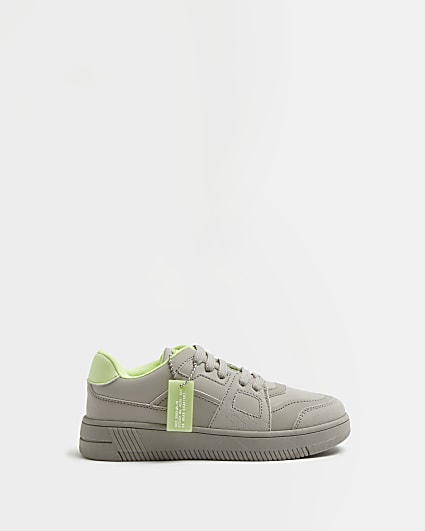 Boys grey lace up court trainers