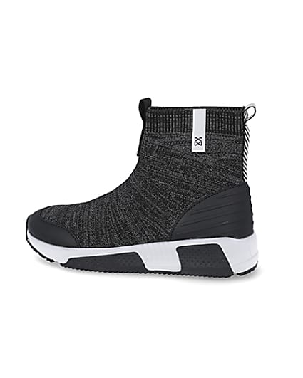 360 degree animation of product Boys grey marl sock hi top trainers frame-4