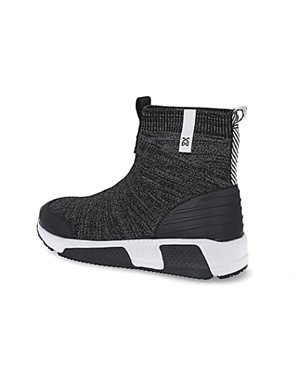 360 degree animation of product Boys grey marl sock hi top trainers frame-5