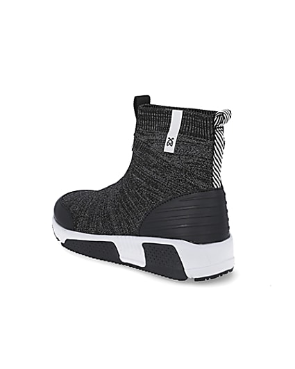 360 degree animation of product Boys grey marl sock hi top trainers frame-6