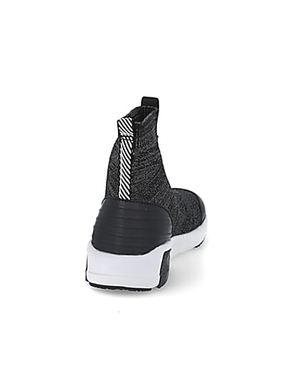 360 degree animation of product Boys grey marl sock hi top trainers frame-10