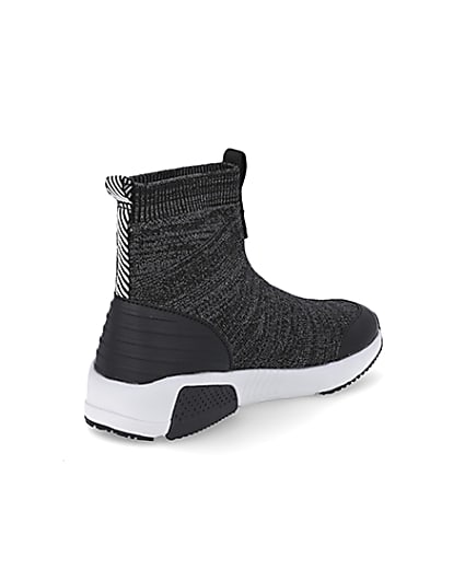 360 degree animation of product Boys grey marl sock hi top trainers frame-12