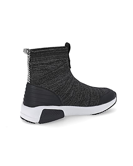 360 degree animation of product Boys grey marl sock hi top trainers frame-13