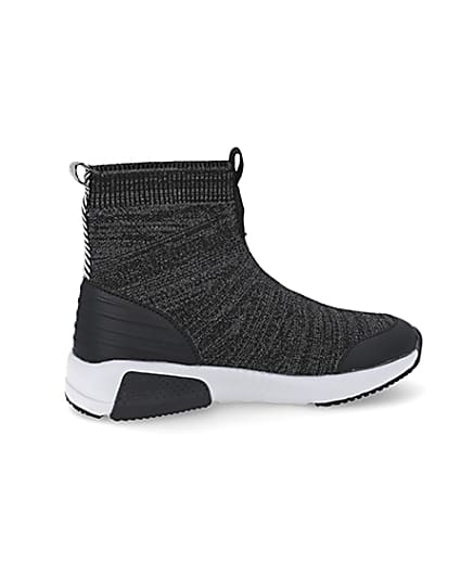 360 degree animation of product Boys grey marl sock hi top trainers frame-14