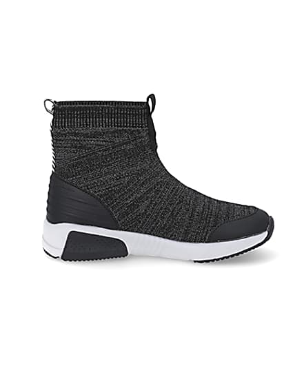360 degree animation of product Boys grey marl sock hi top trainers frame-15